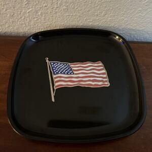 Vintage Couroc of Monterey Tray American Flag Black Inlaid Lucite Patriotic USA